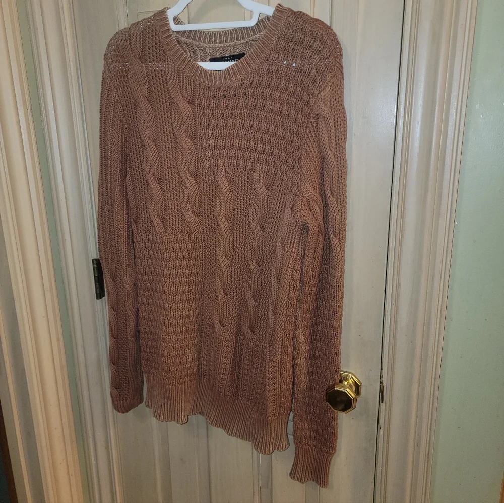 Mens Sz M All Saints Cable Knit Fishermans Loose Knit Sweater Cotton